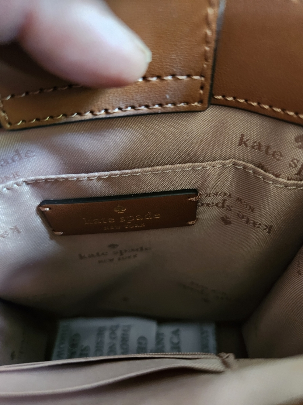 Kate Spade Cream Canvas & Brown Leather Crossbody Bag W Free Money Bag Charm NWT - Picture 7 of 8